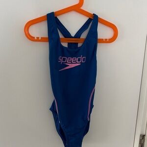 Speedo Navy Swimsuit with Pink Accents 8YO/26